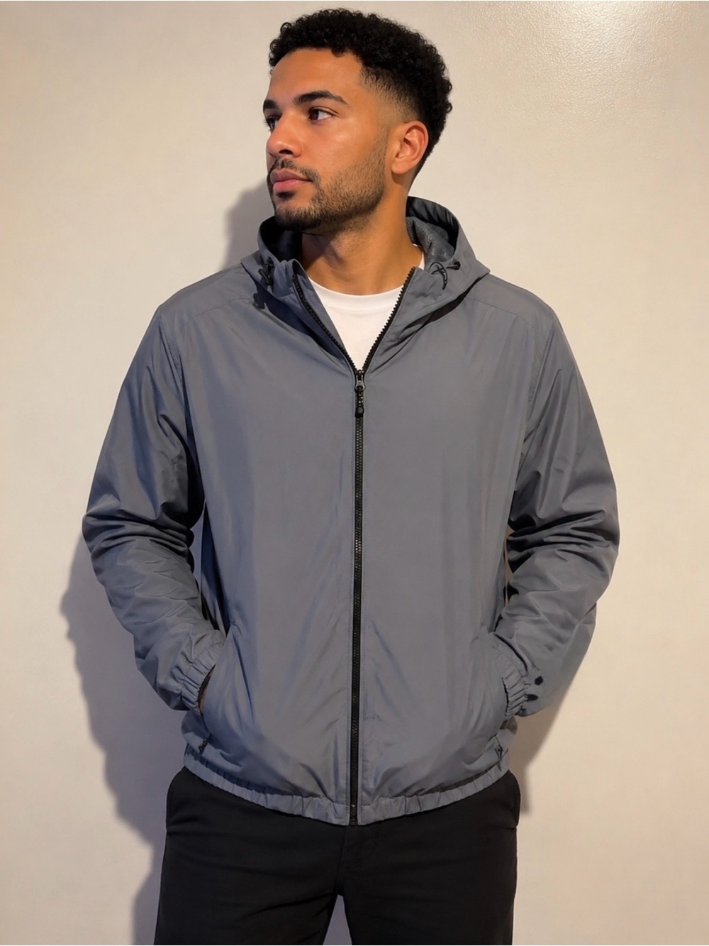 Ozark Trail Men’s Windbreaker Jacket with Hood in “Soothing Grey Size L